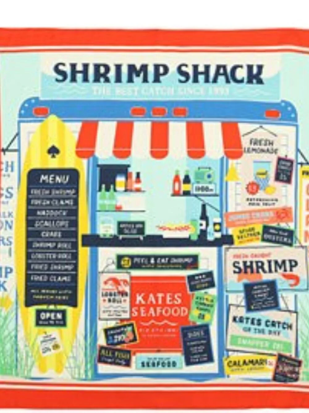 KATE SPADE Shrimp Shack Silk Bandana Scarf in Red Multi